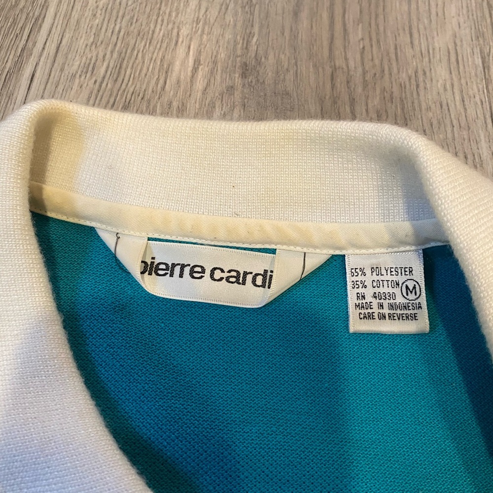 Vintage Pierre Cardin Polo Shirt T Shirt Small 80s Teal Size Medium - Picture 6 of 6